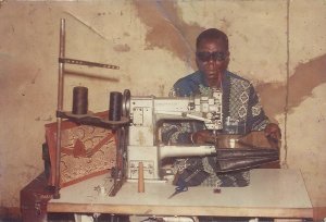 Boubacar Moussa at his sewing machine